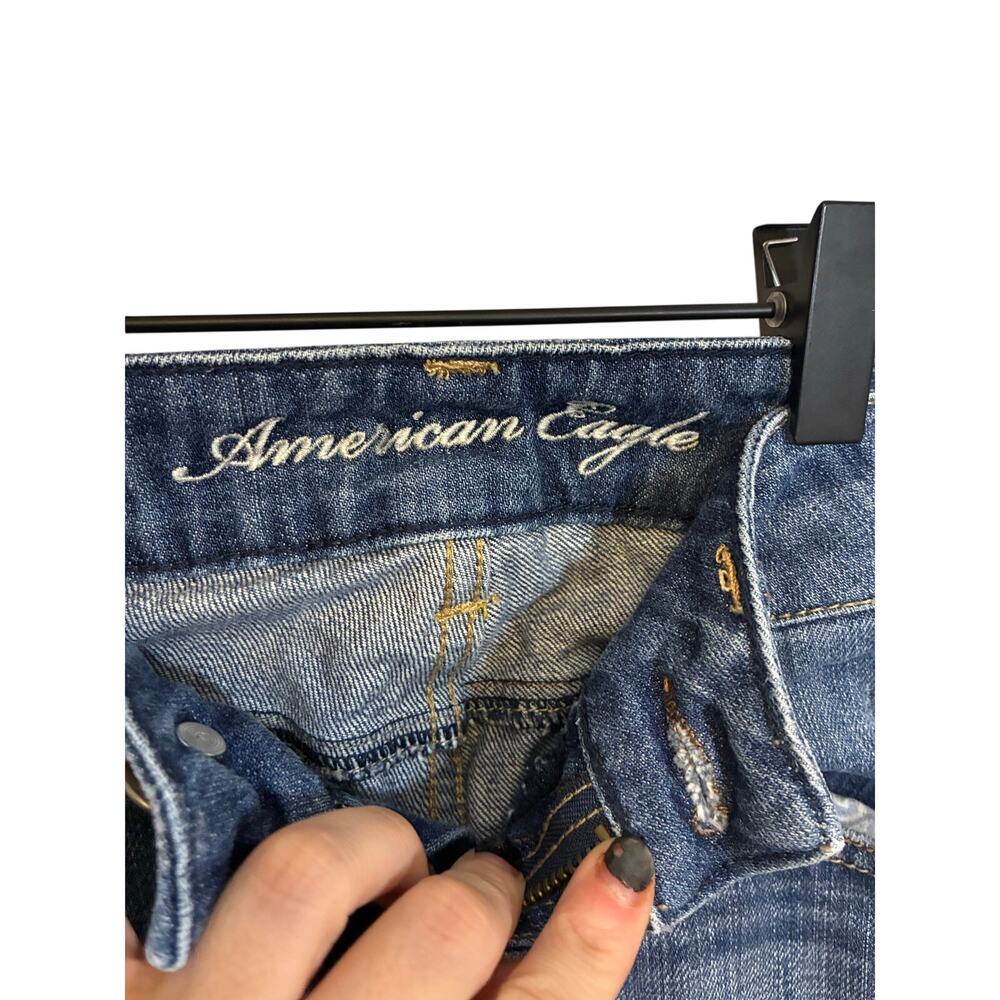 American Eagle Favorite Boyfriend Distressed Jeans Women's 0 Dark Wash Cotton - Picture 3 of 5